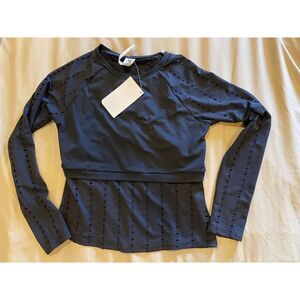 Fabletics Shelby Long Sleeve Cutout Top Black Size Medium, The Layover NWT